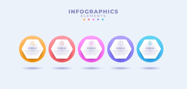 Vetor modelo de infográfico de negócios com cinco opções ou processo