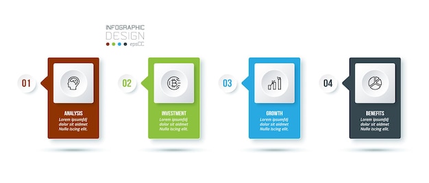 Modelo de infográfico de negócios com design de etapa ou opção