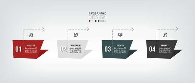Modelo de infográfico de negócios com projeto de etapa ou opção.