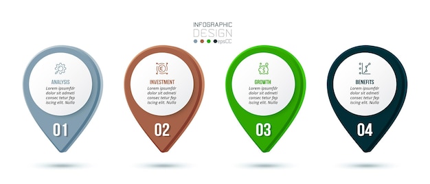 Modelo de infográfico de negócios com projeto de etapa ou opção.