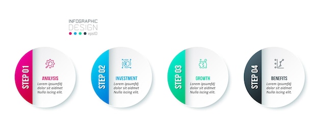 Modelo de infográfico de negócios com projeto de etapa ou opção.