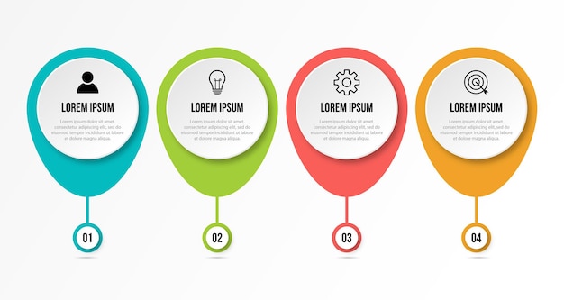 Modelo de infográfico de negócios de apresentação com 4 opções de ilustração vetorial