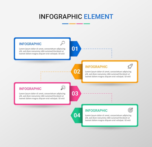 Modelo de infográfico de negócios de apresentação com 4 opções Modelo de infográficos