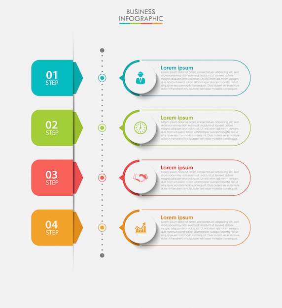 Vetor modelo de infográfico de negócios de apresentação com 4 opções.