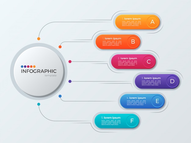 Modelo de infográfico de negócios de apresentação com opções.