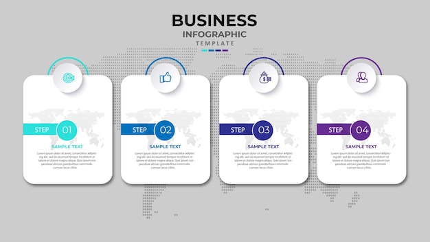 Modelo de infográfico de negócios de apresentação de design infográfico 4 opções