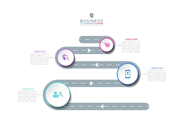 Modelo de infográfico de negócios de etapas de conexão com 4 elementos