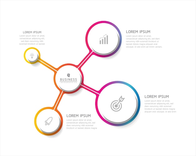 Modelo de infográfico de negócios de etapas de conexão