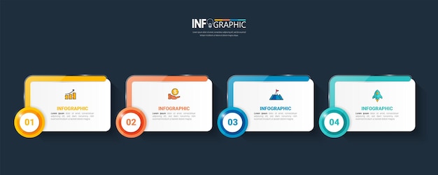 Modelo de infográfico de negócios de quatro etapas