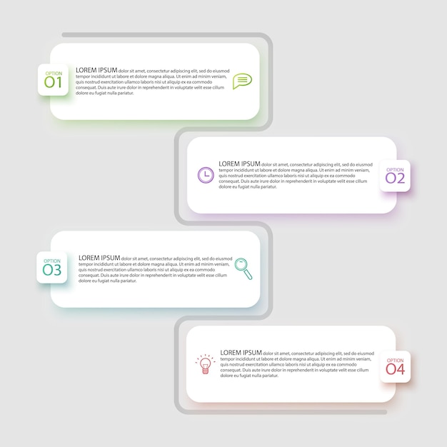 Modelo de infográfico de negócios design com opções de números 4 ou design de modelo de etapas do vetor doente