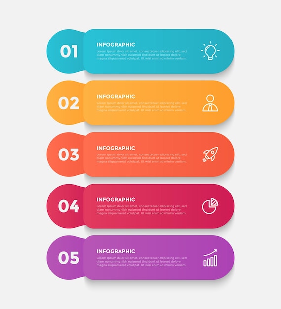 Modelo de infográfico de negócios em 5 etapas