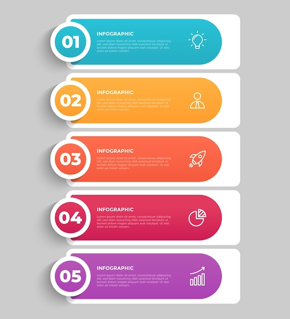 Modelo de infográfico de negócios em 5 etapas