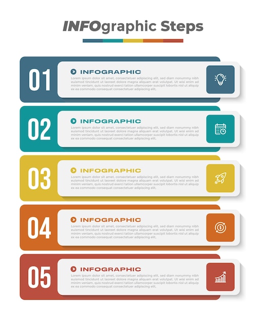 Modelo de infográfico de negócios em cinco etapas