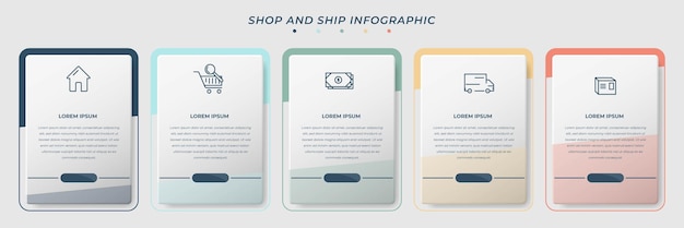 Modelo de infográfico de negócios em design de retângulo com design de fundo colorido