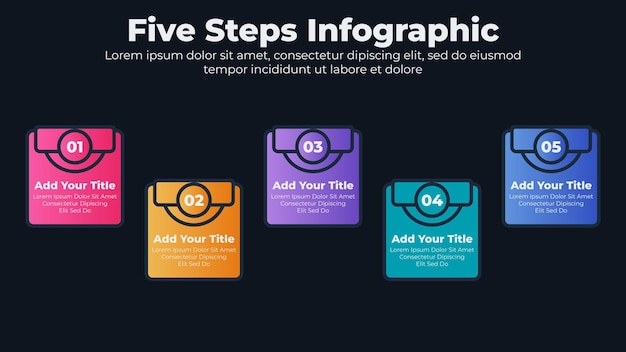 Vetor modelo de infográfico de negócios moderno com 5 etapas ou opções