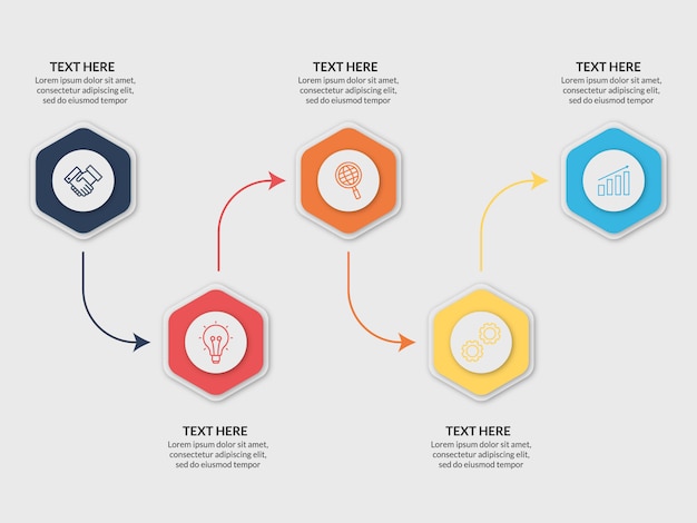 Vetor modelo de infográfico de negócios modernos 5 etapas