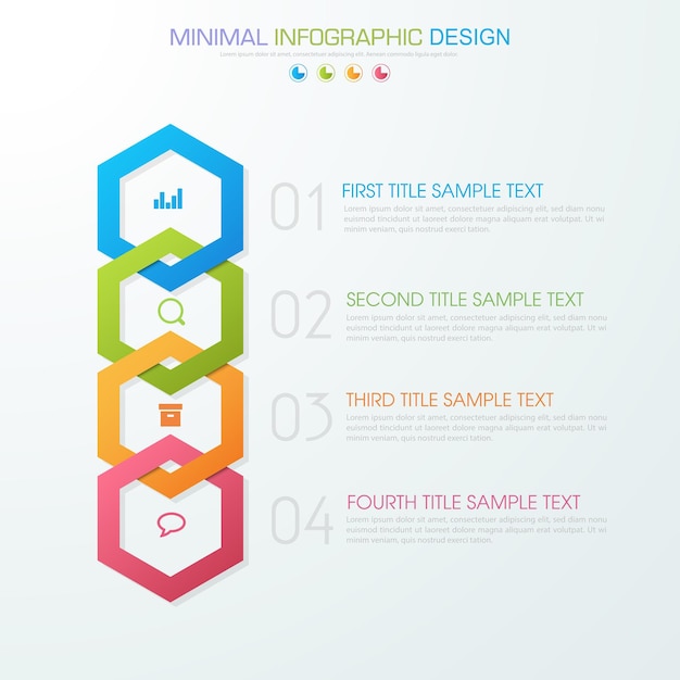 Modelo de infográfico de negócios o conceito é etapa de opção de círculo com ícone de cor completa pode ser usado para apresentação de negócios de gráfico de infográfico de diagrama ou ilustração de elemento de design vetorial web