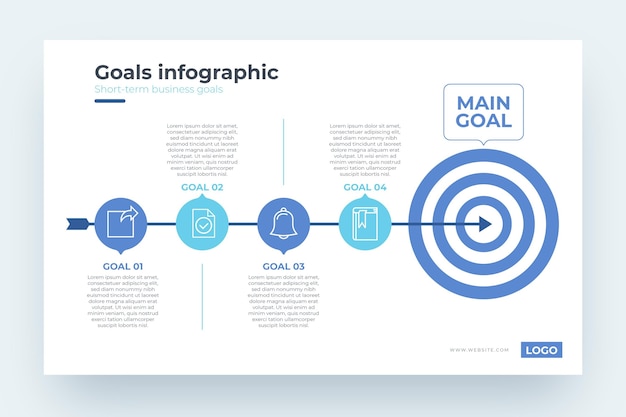 Vetor modelo de infográfico de objetivos