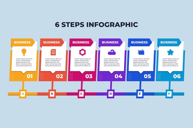 Modelo de infográfico de passos de negócios coloridos