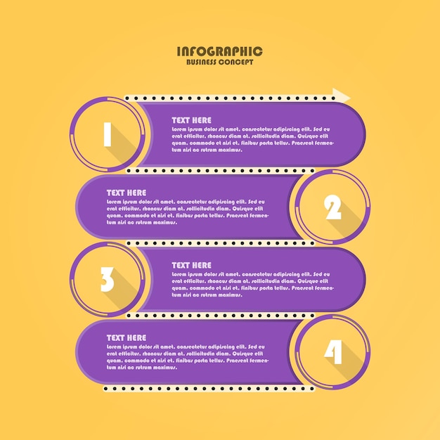 Modelo de infográfico de processo com 4 etapas, processo ou opções, gráfico de processo.