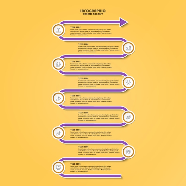 Modelo de infográfico de processo com 9 etapas, processo ou opções, gráfico de processo.