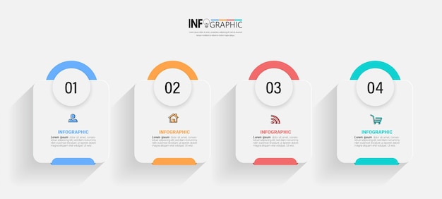 Modelo de infográfico de processo de 4 etapas