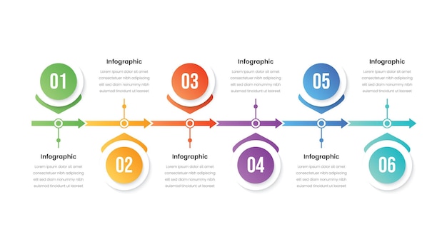 Modelo de infográfico de seis etapas para negócios