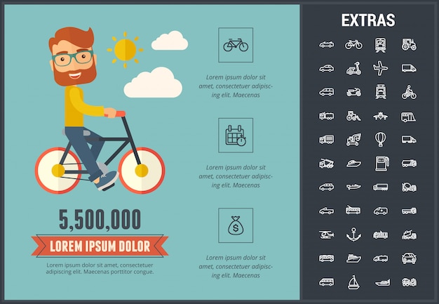 Modelo de infográfico de transporte e elementos