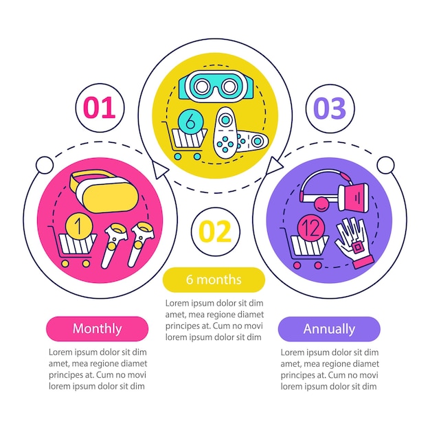 Modelo de infográfico de vetor de assinatura de jogo vr