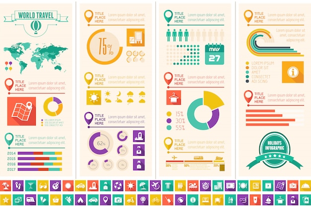 Vetor modelo de infográfico de viagens.