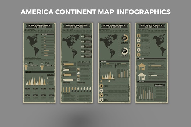 Modelo de infográfico do continente americano