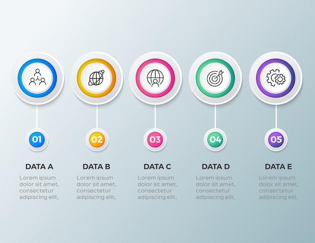 Modelo de infográfico empresarial moderno de 5 passos