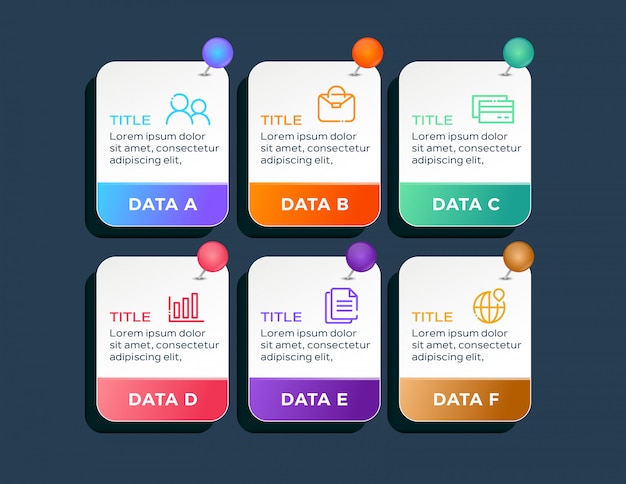 Modelo de infográfico moderno de seis passos