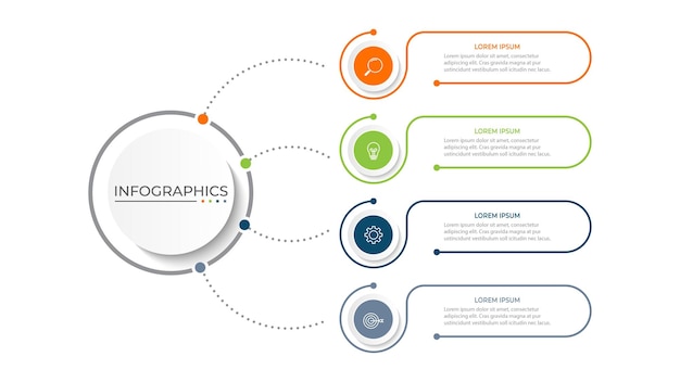 Vetor modelo de infográfico moderno design de elemento de círculo criativo com 4 etapas