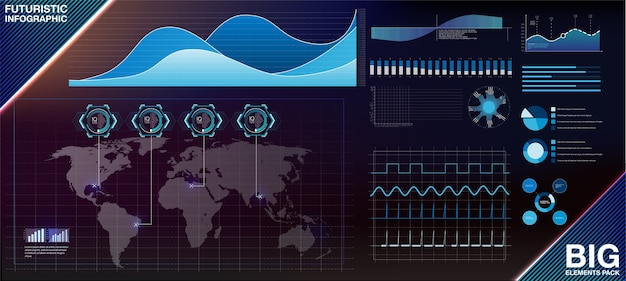 Vetor modelo de infográfico moderno e moderno com gráficos de estatísticas e finanças