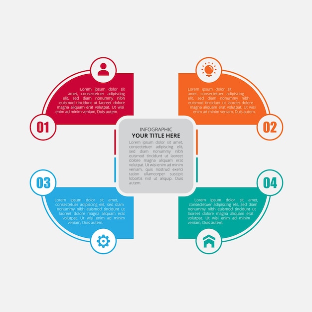 modelo de infográfico para etapas do processo de negócios