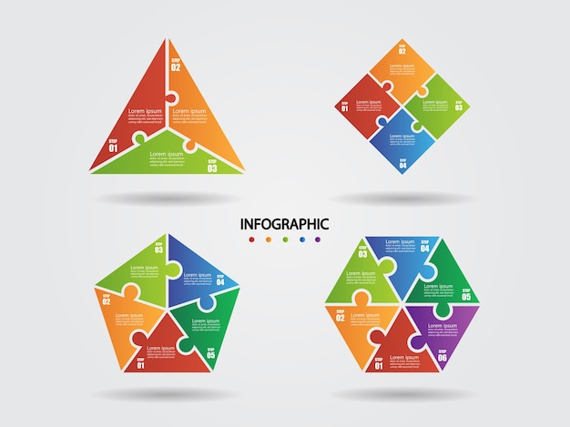 Modelo de infográfico para negócios com 4 set.