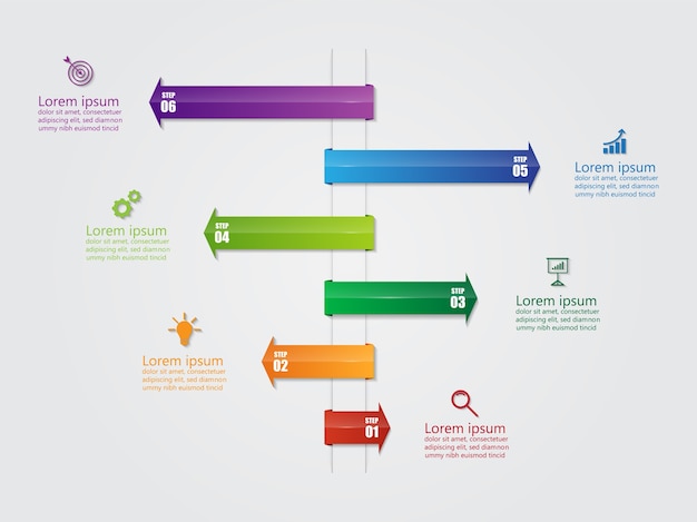 Modelo de infográfico para negócios com 6 opções