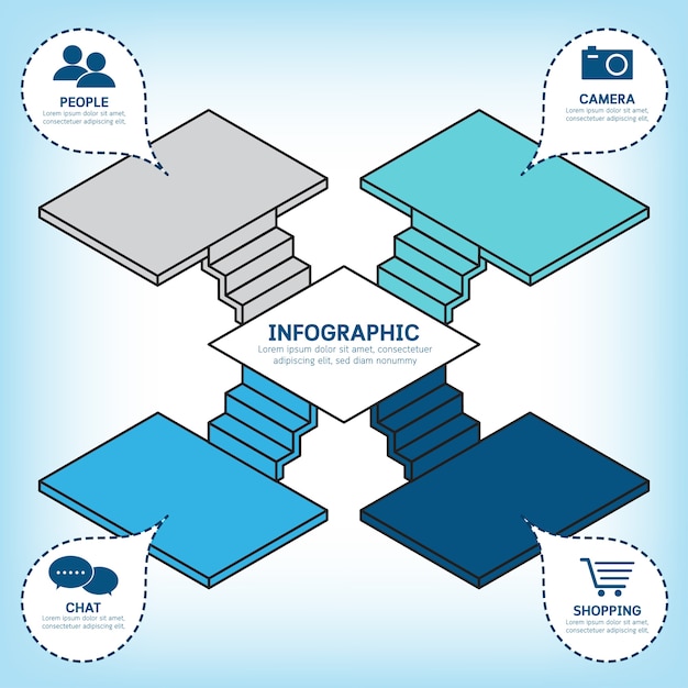 Vetor modelo de infográfico passo simples.