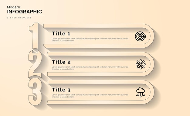 Vetor modelo de infográfico vetorial limpo e moderno em 3 etapas