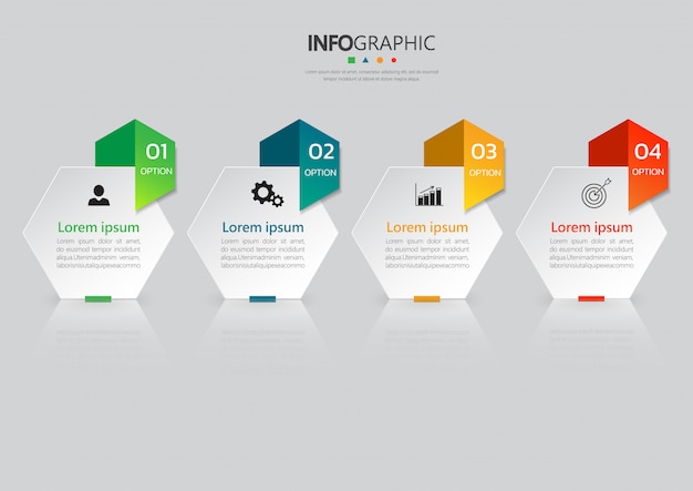 Modelo de infográficos de 4 etapas.