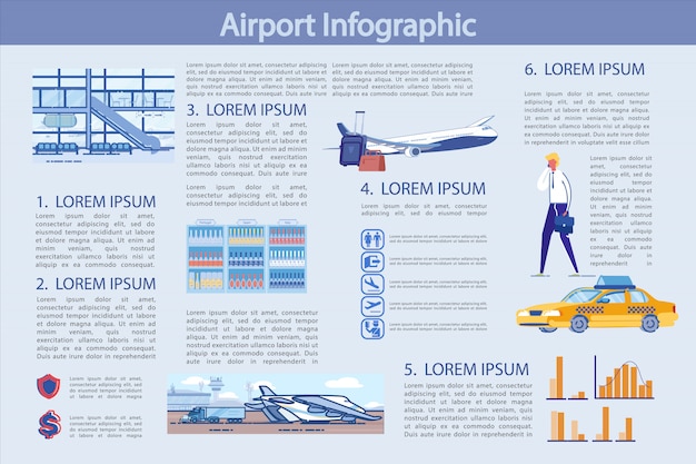 Modelo de infográficos de aeroporto