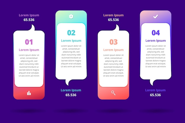 Modelo de infográficos de balões de fala gradiente