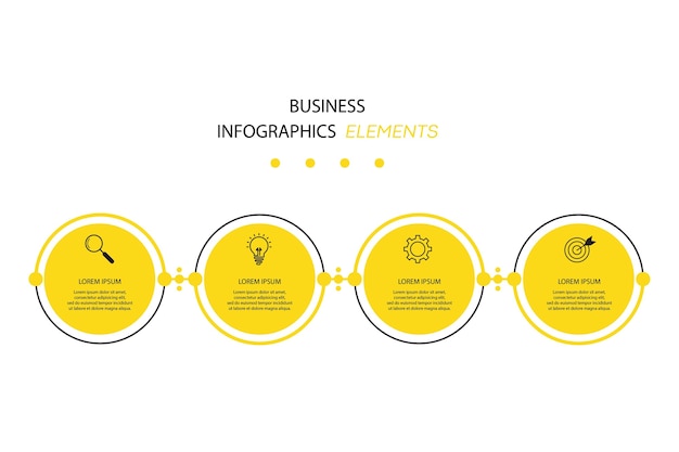 Modelo de infográficos de negócios de apresentação com 4 opções.