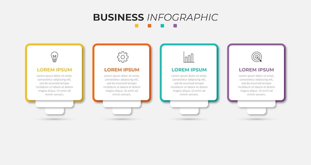 Modelo de infográficos de negócios de quatro etapas