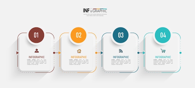 Modelo de infográficos de negócios de quatro etapas