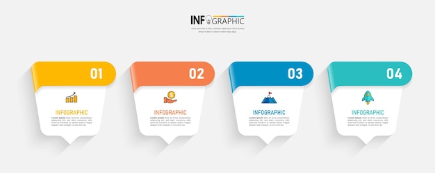 Modelo de infográficos de negócios de quatro etapas