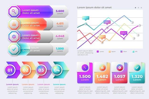 Modelo de infográficos de negócios gradiente