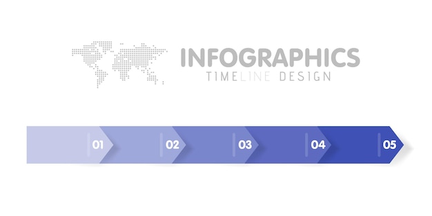 Vetor modelo de infográficos de negócios. linha do tempo com 5 etapas de seta, cinco opções de número. elemento do vetor.