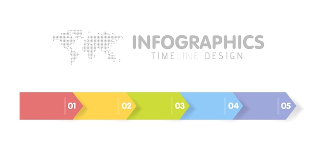 Modelo de infográficos de negócios. linha do tempo com 5 etapas de seta, cinco opções de número. elemento do vetor.